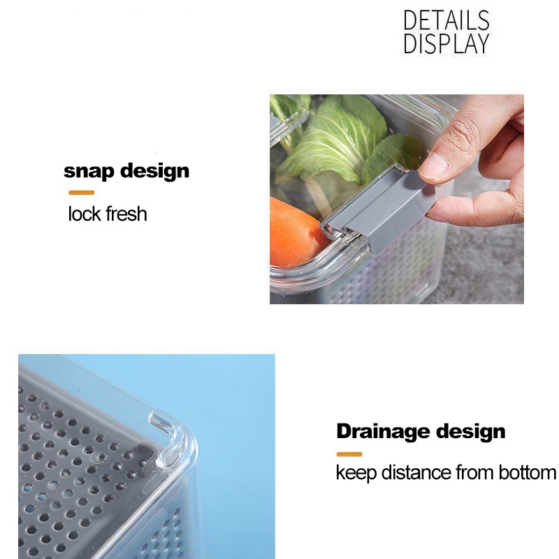 Hộp Nhựa Trong Suốt Hình Chữ Nhật Có Tay Cầm Cho Tủ Lạnh