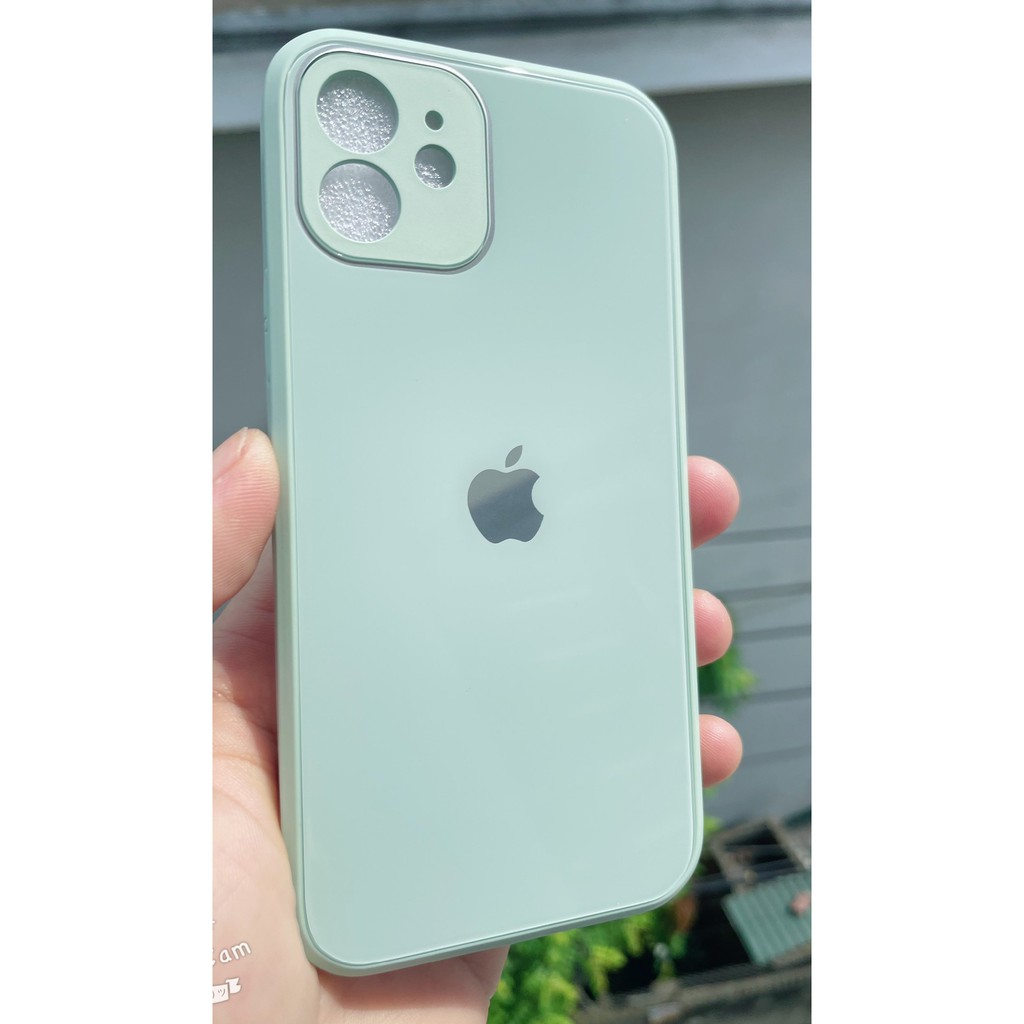 Ốp Kính Iphone 💖 𝘍𝘳𝘦𝘦𝘴𝘩𝘪𝘱 💖 Ốp Kính Viền Vuông Chống Bẩn Độ Iphone 12 Dành Cho Iphone 6 Đến 12 Pro Max