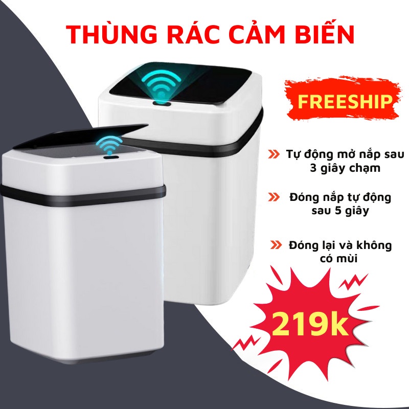 Thùng Rác Thông Minh, Thùng Rác Cảm Ứng Tự Động Đóng Mở Nắp Sang Trọng