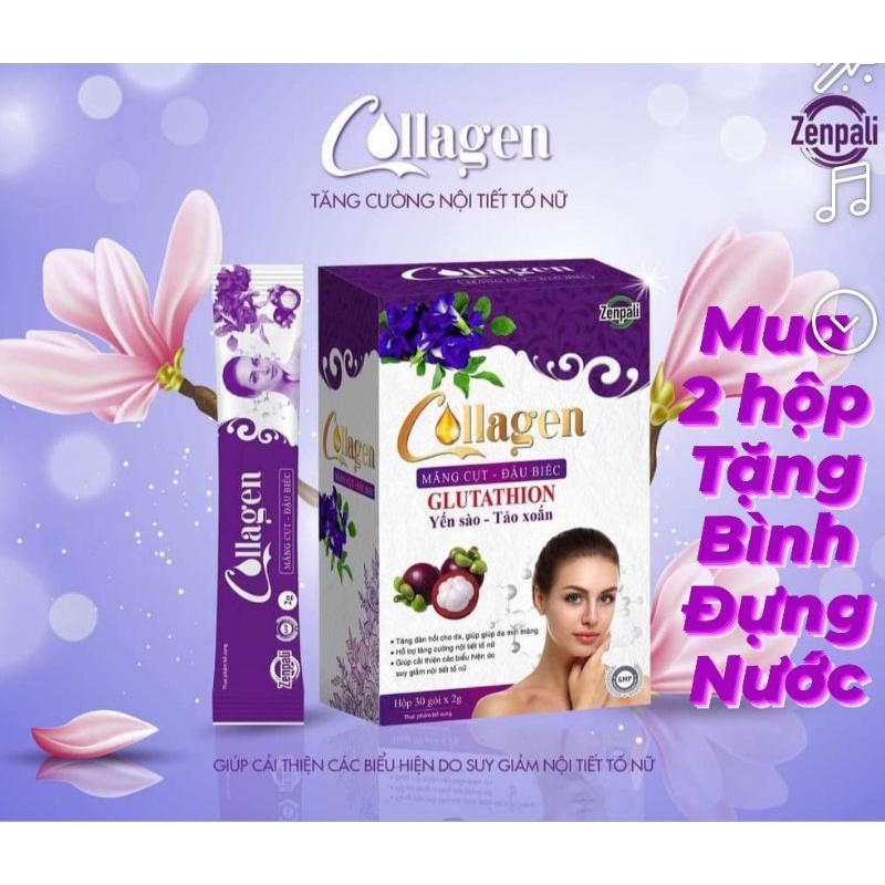 Collagen Măng Cụt Đậu Biếc Zenpali - Cốm Uống Đẹp Da 30 gói_sale sập sàn