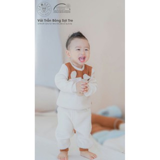 Bộ dài tay cài vai trần bông cho bé