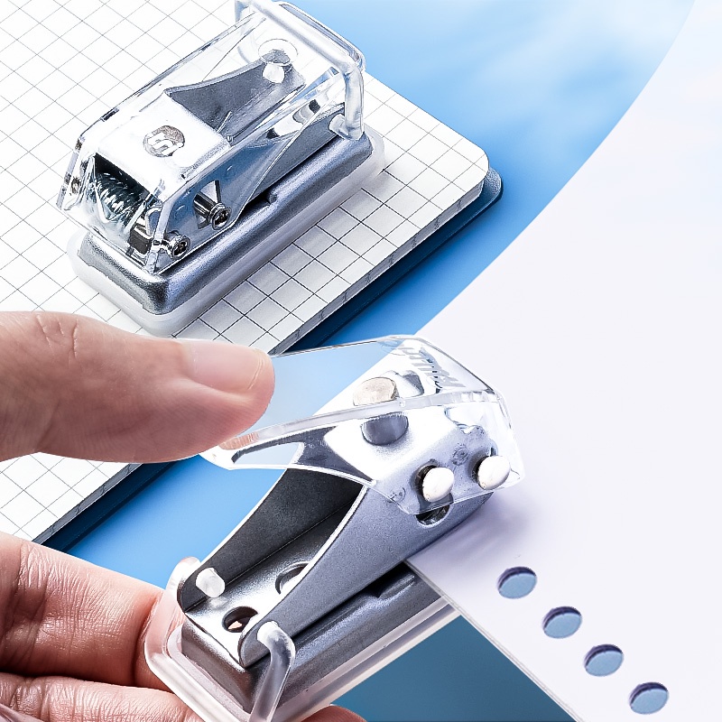 Dụng Cụ Bấm Lỗ Giấy Bằng Nhựa PE Trong Suốt Với Đế Chống Trượt DIY 6 Tờ