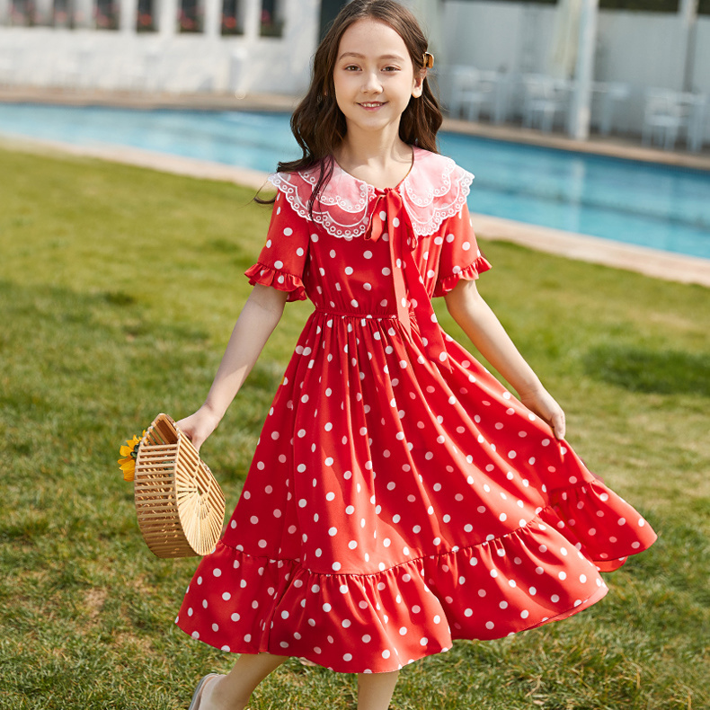 Girls' summer dresses, big children, Korean version, loose 2021 new styles, thin, wild, over-the-knee student long skirts