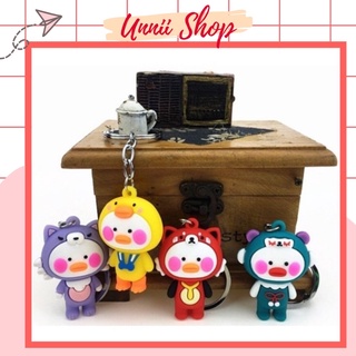 Móc khoá vịt má hồng đội mũ siêu cute