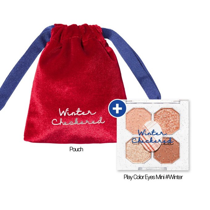 Phấn mắt ETUDE 4 ô màu Winter Checkered Special Pouch Kit (1.2g*4ea + 1 túi nhung đỏ)