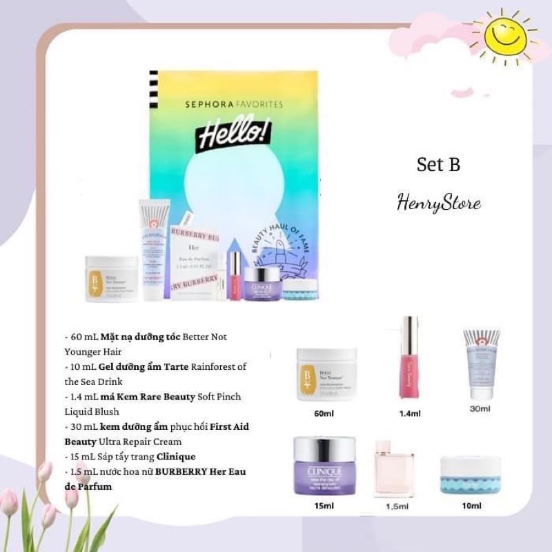 [Có sẵn] Set mỹ phẩm Sephora Hello! 8 món minisize