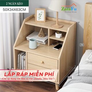 Tủ kệ để đầu giường có 2 ngăn kéo phong cách hiện đại tutt-02 zatafu