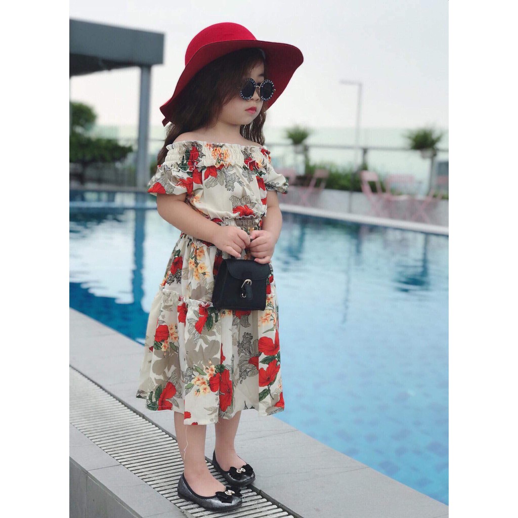 váy trễ vai điệu đà cho bé gái 11-27kg - VTV