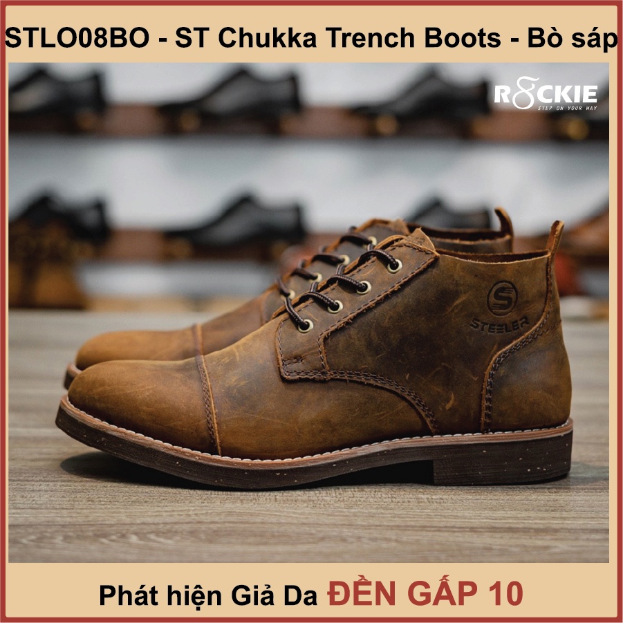 Giày da nam ST Chukka Trenchboots - da bò thật 100% - da sáp crazy horse -STLO08 - R8ckie