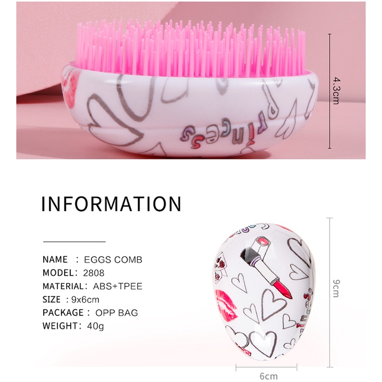 Lược Chải Tóc Hình Quả Trứng Mini Chống Tĩnh Điện Mềm Mại Dùng Trong Salon Tóc