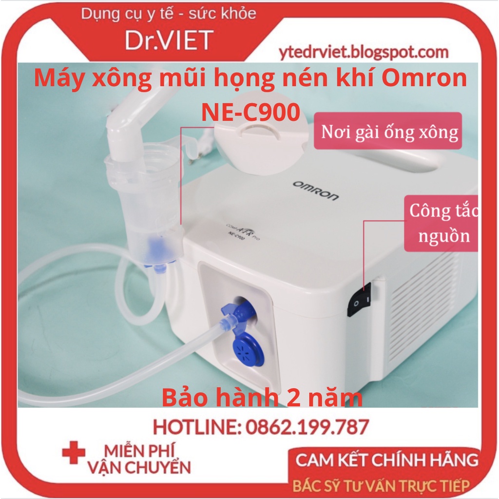 [Chính hãng] Máy xông mũi họng nén khí Omron NE-C900 - Giảm các bệnh về hô hấp,an toàn cho mọi lứa tuổi - Drviet