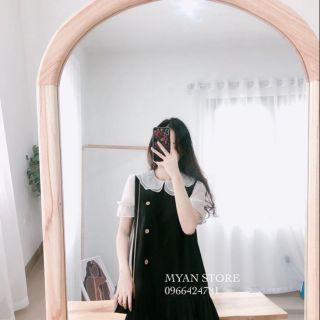 Bán Sỉ váy đuôi cá khuy lệch màu đen phối tay bèo voan trắngq