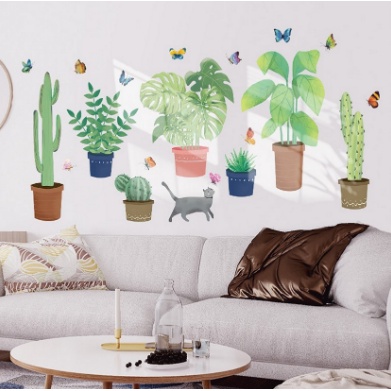 Decal dán tường, tranh dán tường cây hoa lá trang trí nhà cửa, quán cà phê hàng cao cấp - MyNa Mart