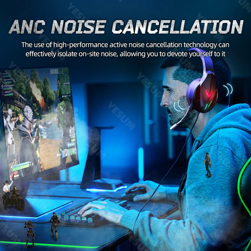 Tai Nghe Chơi Game Pubg Nhiều Màu Sắc H600 Có Đèn Rgb + Mic 3.5 mm Cho Ps4 Pc Laptop Tablet