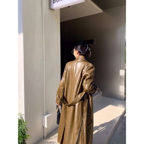 Áo khoác da dáng dài cao cấp