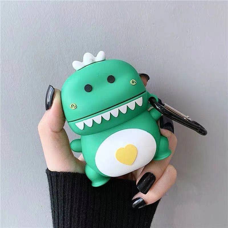 Vỏ Bảo Vệ Hộp Sạc Tai Nghe Apple airpods 1/2/pro Bằng Silicon Họa Tiết Khủng Long Dễ Thương