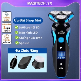 Máy Cạo Râu Shaver 4D, Máy Cạo Râu Nam Khô Đa Năng 4 Trong 1 Màn Hình Hiển Thị - Chống nước IPX7