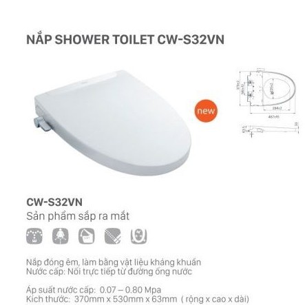 Nắp rửa cơ thông minh Shower Toilet  INAX CW-S32VN,nước mạnh