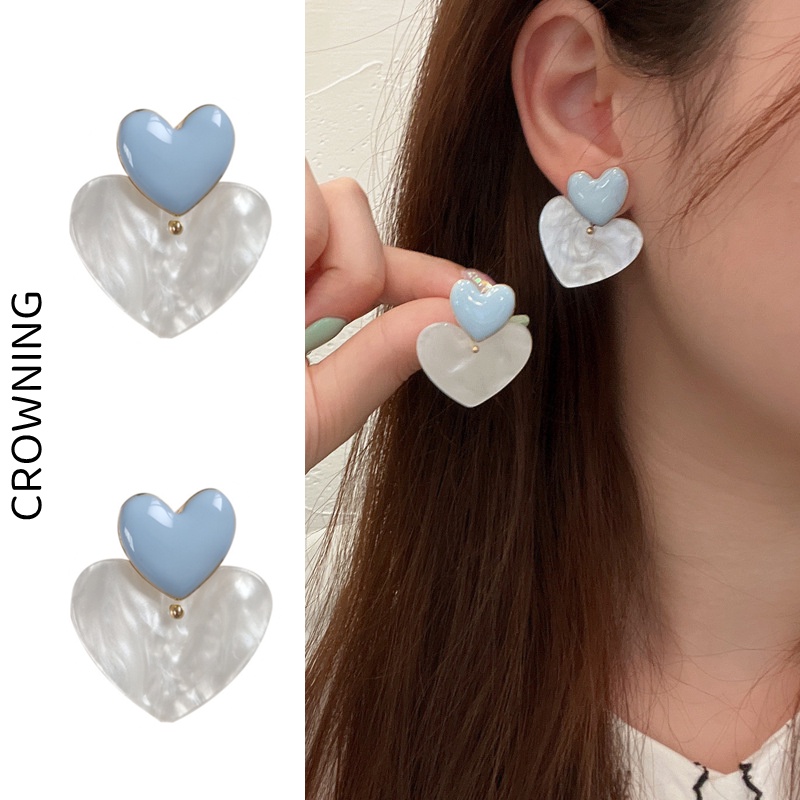 Bông Tai Mạ Bạc 925 Hình Trái Tim Xinh Xắn Thời Trang Cho Nữ F991