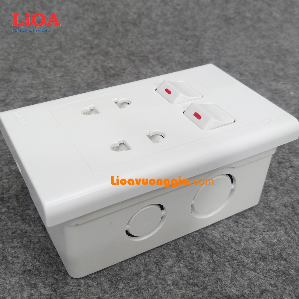 💥LiOA Chính Hãng💥 Combo ổ cắm điện đôi 2 chấu 16A 3520W + 2 công tắc điện LiOA - Âm tường