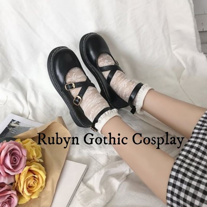 [NEW]  Giày búp bê lolita quai chéo Mary Janes, phong cách lolita ( BÓNG và NHÁM )