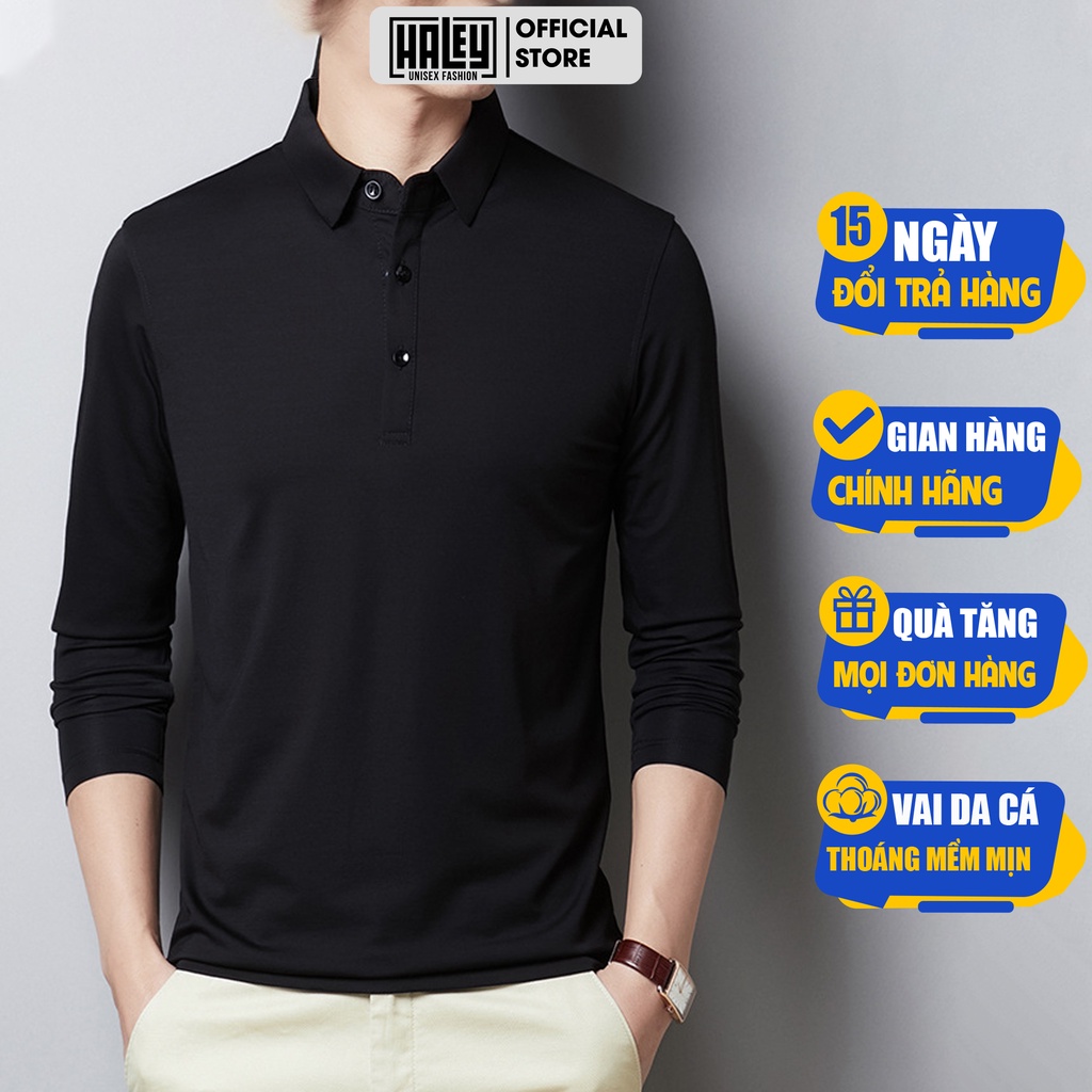 Áo Polo HALEY Nam Dài Tay Phong Cách Trẻ Trung Basic,Áo Giữ Nhệt Có Cổ Dài Tay Dáng Ôm đủ size 45-95kg chất đep cao cấp