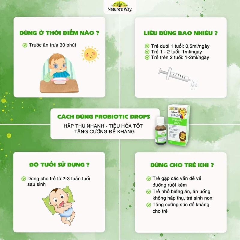 Men Vi Sinh Nature's Way Kids Smart Drops Probiotic Lọ 20ml - Men Vi Sinh Cho Bé Dùng Cho Bé Sơ Sinh