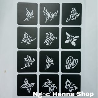 1 trang khuôn vẽ henna hình bướm