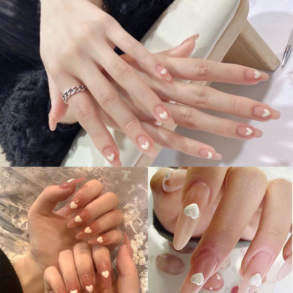 Bộ 50 Phụ Kiện Trang Trí Móng Tay 3D Thiết Kế Hình Trái Tim