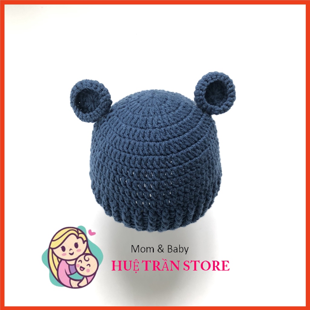 Mũ len tai gấu, nón tai gấu handmade cho bé 0-3 tháng tuổi