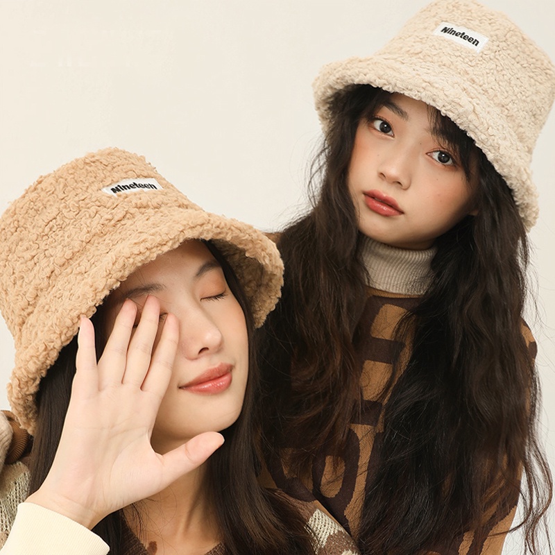 Nón Bucket Chất Liệu Vải Len Màu Trơn Phong Cách Vintage Thời Trang Mùa Đông Cho Nữ