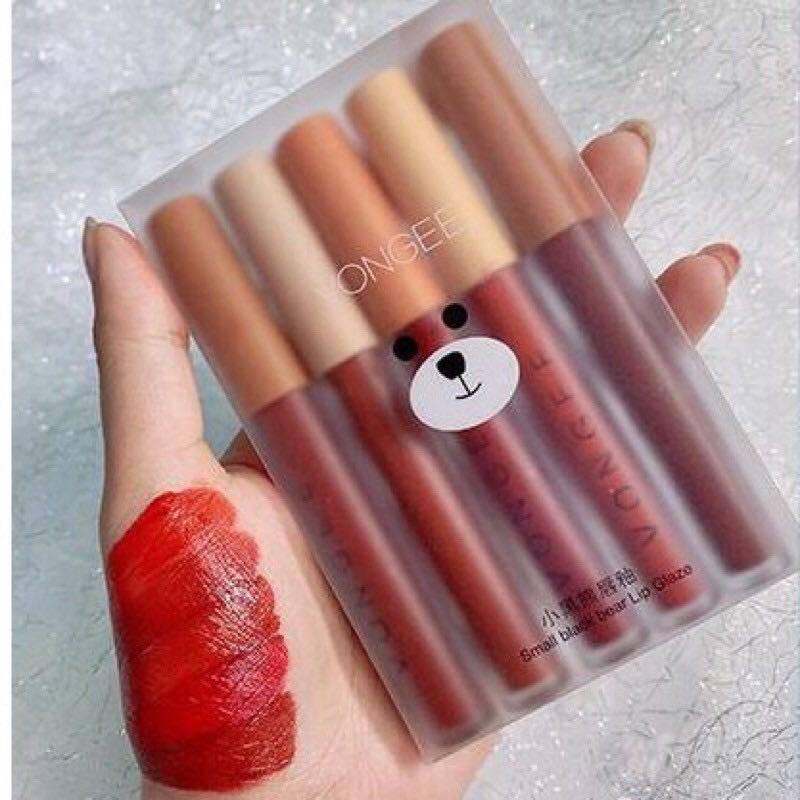 Sét 5 son Vongee GẤU hộp dẹt xinh xắn Y505 | BigBuy360 - bigbuy360.vn