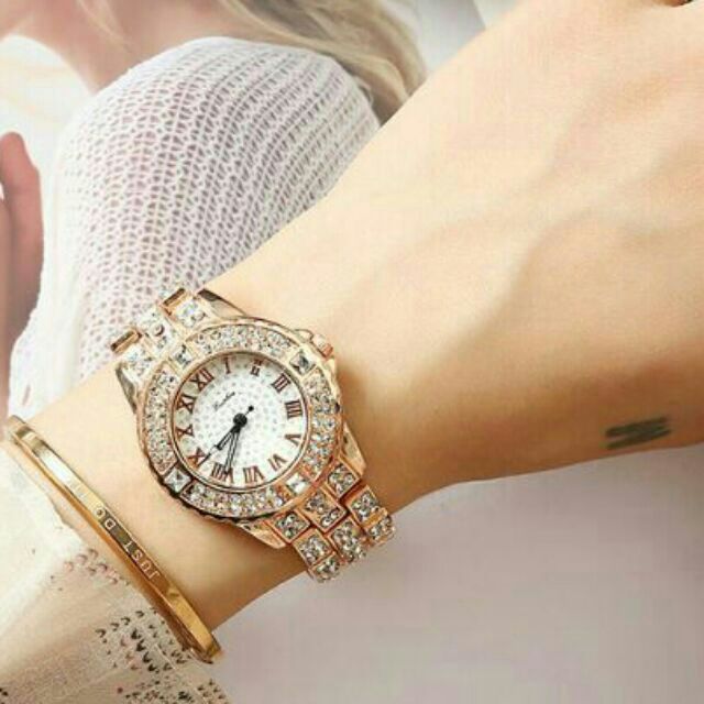 Đồng hồ nữ Luobos đồng hồ thời trang nữ dây kim loại đính đá sang trọng phong cách sành điệu.