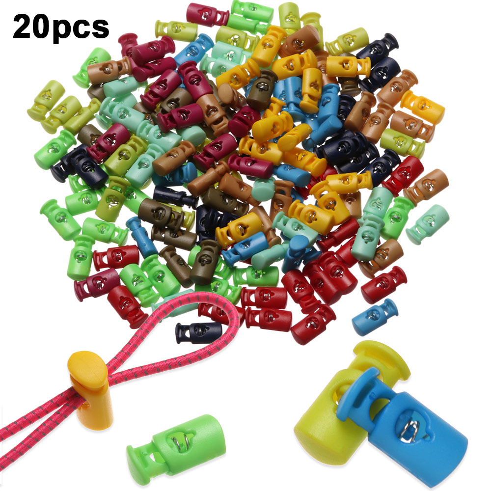 Set 20 Nút Chặn Dây Giày Bằng Nhựa Nhiều Màu 24mm*12mm Tiện Dụng
