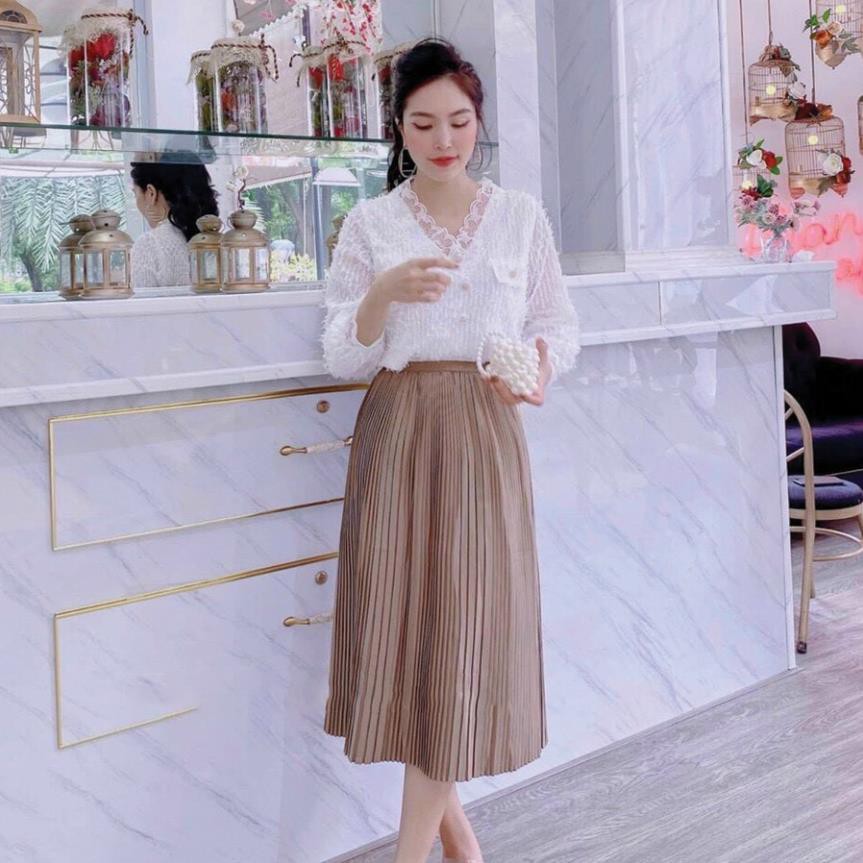 Chân Váy Xếp Ly Nữ Dáng Dài Qua Gối Xuông Form Chuẩn | BigBuy360 - bigbuy360.vn