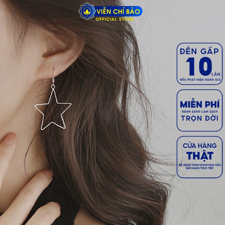 Bông tai bạc nữ Empty Star chất liệu bạc S925 thời trang phụ kiện trang sức nữ thương hiệu Viễn Chí Bảo B000226x1