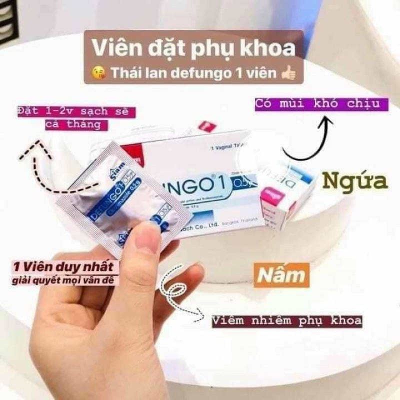 Vien dat phu khoa DEFUNGO 1 Thái Lan hộp 1 viên