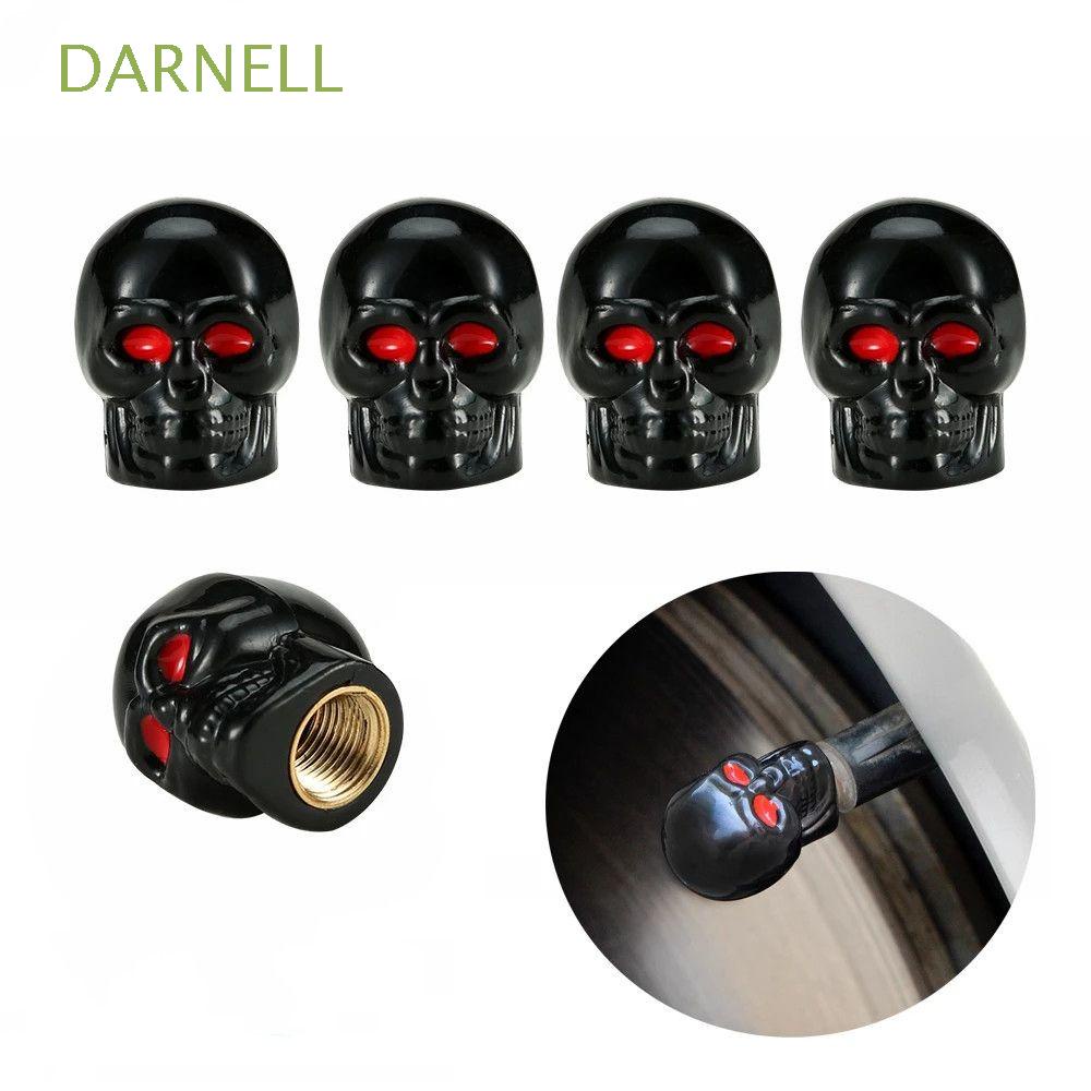 Set 4 nắp van bánh xe hơi/xe máy/xe đạp hình đầu lâu bằng đồng chống rỉ sét
