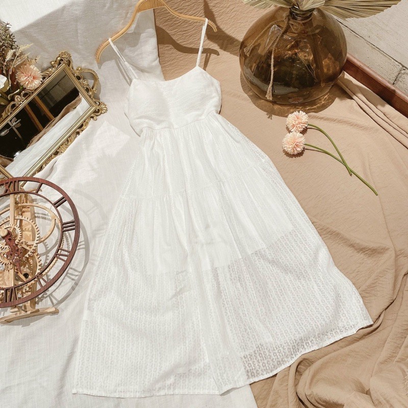 [Mã FAGREEN1505 giảm 10% tối đa 30K đơn 99K] ĐẦM MIDI 2 DÂY BABYDOLL HOA NỔI | BigBuy360 - bigbuy360.vn