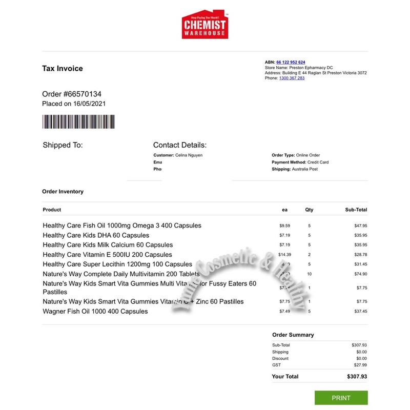 Dầu cá Omega 3 Healthy care 400 viên