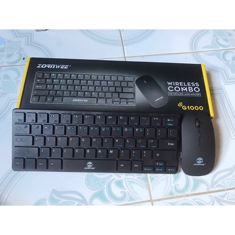 Combo bộ phím chuột mini không dây ZORNWEE G1000 lướt êm, gọn, nhẹ. Tặng kèm pin, tặng kèm bàn di đa sắc màu.