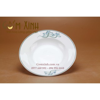 Đĩa sâu lòng hoa sen vẽ tay_Đĩa sứ bộ đồ ăn Bát Tràng