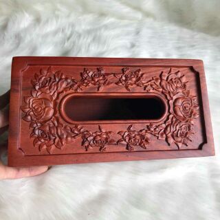 Hộp đựng giấy ăn bằng gỗ mẫu hoa Hồng