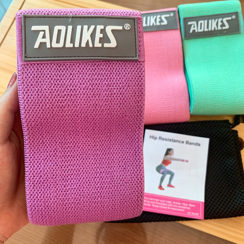 Dây kháng lực Miniband Aolikes ⚡𝗙𝗥𝗘𝗘 𝗦𝗛𝗜𝗣⚡ Chất liệu vải siêu bền, kháng lực chân mông ( Bộ 3 dây xanh, hồng, tím )