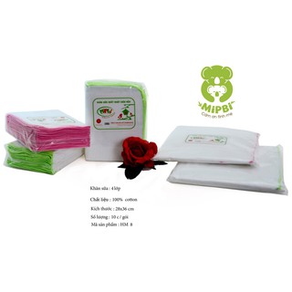 Set 10 Khăn Sữa Mipbi 3 Lớp / 4 Lớp MIPBI 28x36cm