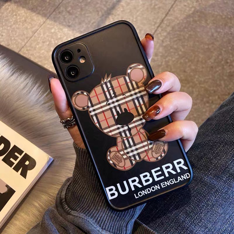 Ốp điện thoại iphone BBR Gấu Kẻ Nền Đen,Nâu cho iphone 12 pro max/12pro/11 pro max/11/Xs Max