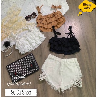 Áo croptop 2 dây chất đũi bao đẹp