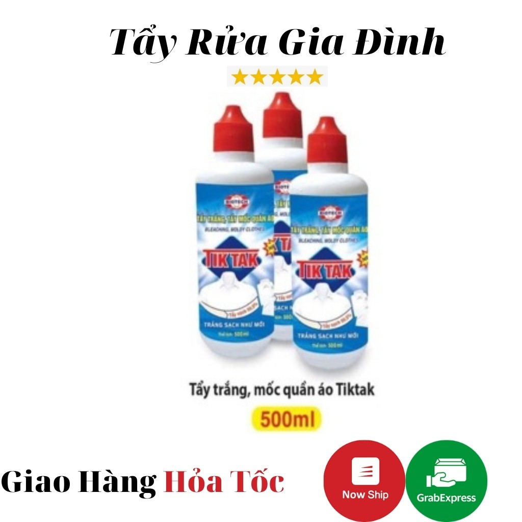 Tẩy Trắng Tẩy Mốc Quần Áo 500ml TikTak Công Nghệ Hàn Quốc Trắng Sạch Diệt Trùng
