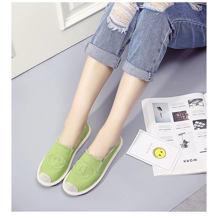 Slip on cói nữ - Giày lười vải nữ cao cấp - Vải thô màu xanh - Mã SP 310