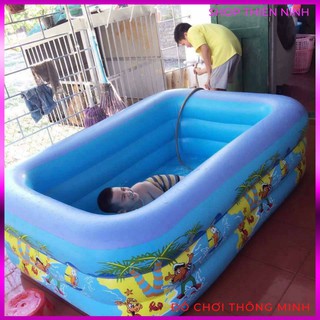 Bể bơi hồ bơi 3 tầng tặng kèm bơm điện cho bé kích thước 210x145x65 cm